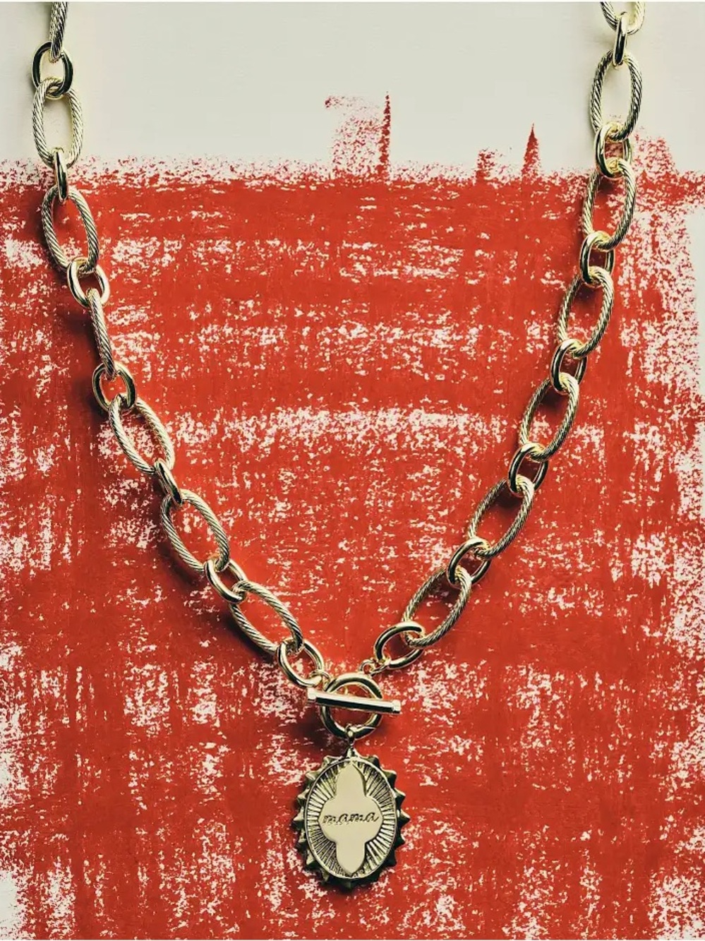 Kendra Scott Gold Chunky Link Necklace with Logo Charm - Picture 3 of 8